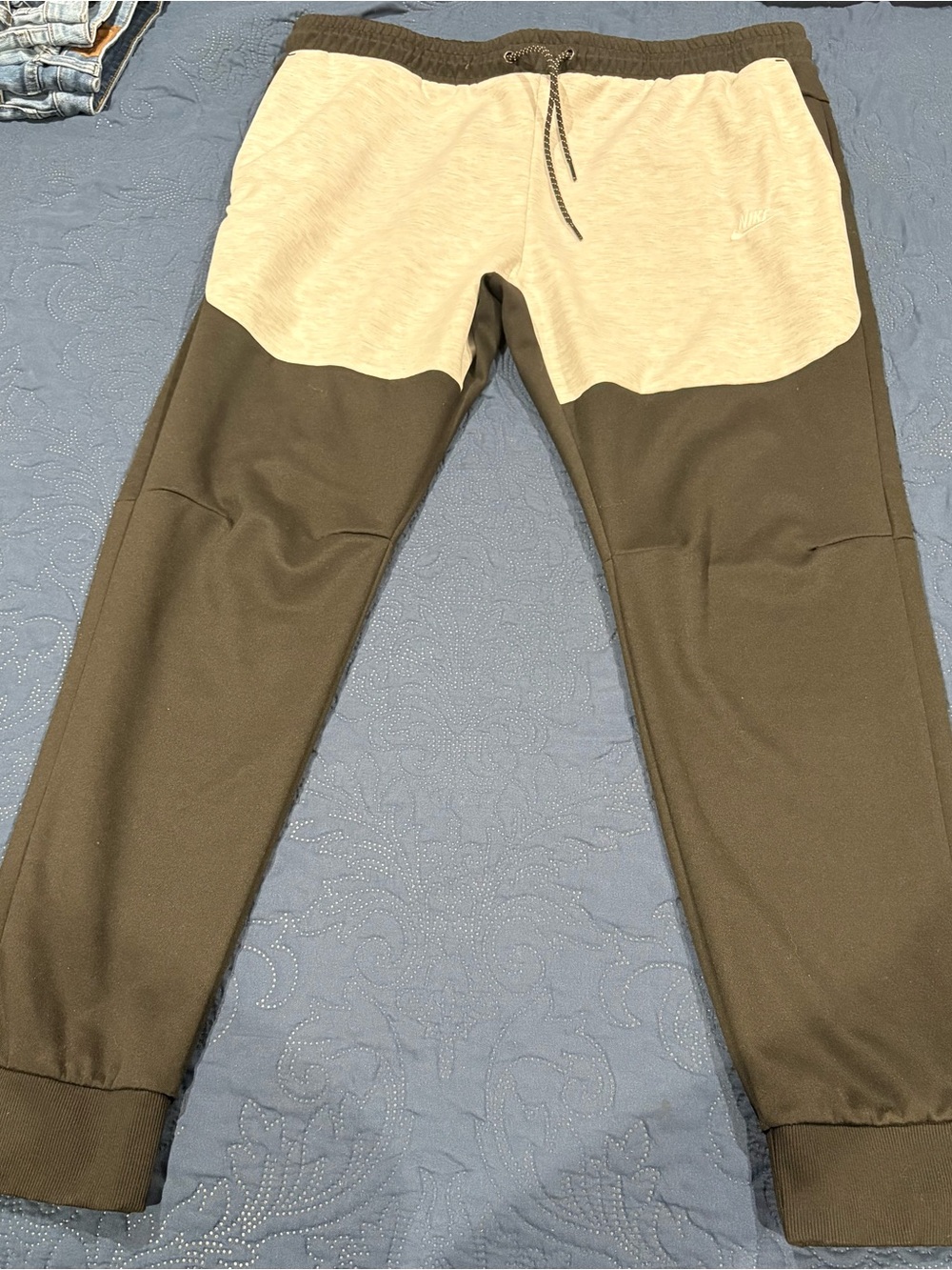 Nike Men’s 4XL Colorblock Jogger Pants Gray Black Drawstring Zip Pocket